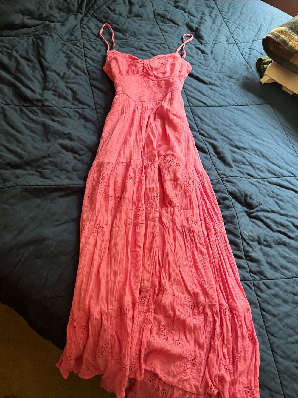 Hollister Coral-Pink Eyelet Maxi Dress